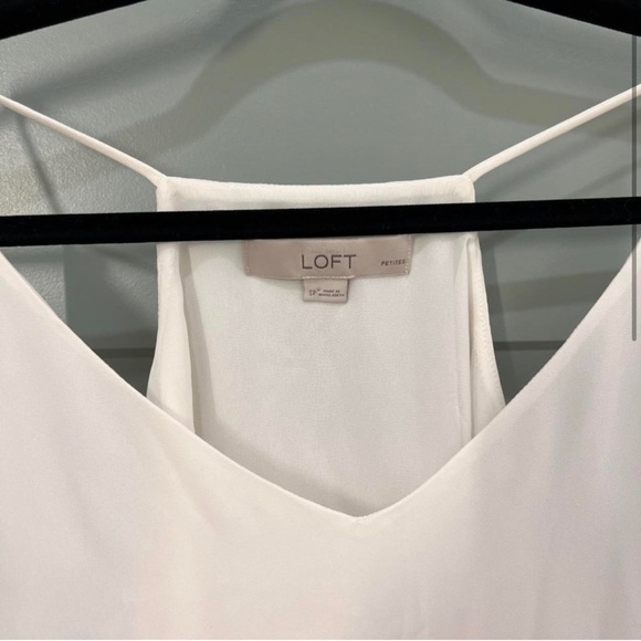LOFT Women's White Chiffon Camisole White V-neck Size L - Picture 6 of 7